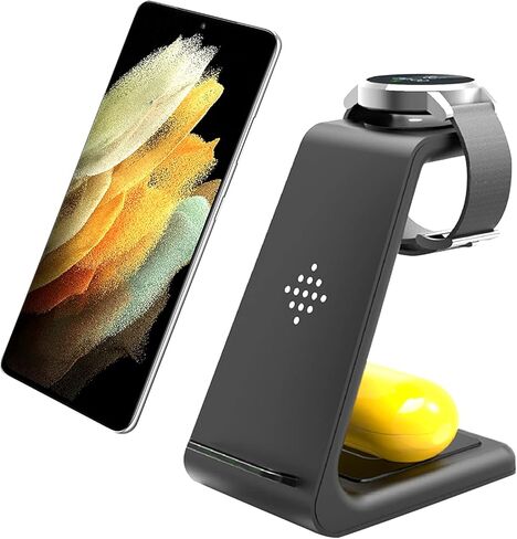 شاحن لاسلكي لهاتف سامسونج، محطة شحن 3 في 1 لهاتف سامسونج جالاكسي S22/S21/S20/S10/Note20، قاعدة شحن سريعة Qi لساعة جالاكسي 5/4/3 Active2 Gear S2/S3 Galaxy Buds 2 Pro in Saudi Arabia