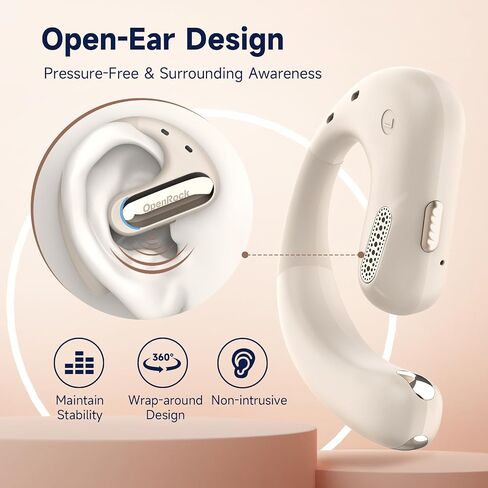 Pro Open Ear Headphones, Bluetooth 5.2 Wireless Earbuds, 46 Hours Playtime with Charging Case, Extra Deep Bass, IPX5 Waterproof, for Sports, Gaming, Office, Running, Cycling, Driving, Hiking in Saudi Arabia