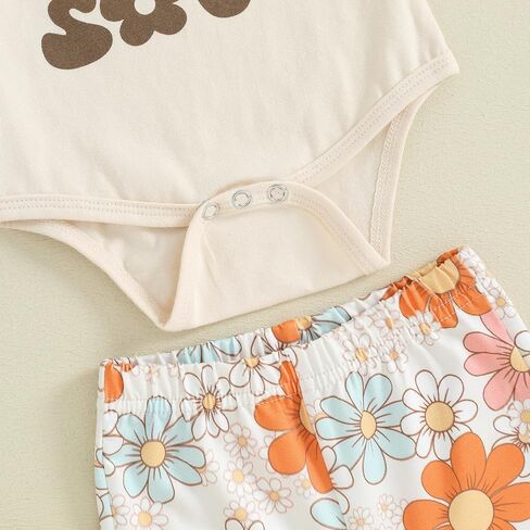 Newborn Baby Girl Summer Outfits Aunties Little Bestie Short Sleeve Romper Floral Print Flared Pants Headband Set in Saudi Arabia
