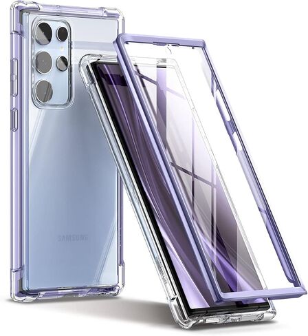 SURITCH لهاتف Samsung Galaxy S22 Ultra Clear Case 6.8 بوصة (فقط)، [واقي شاشة مدمج] غطاء صلب واقٍ لكامل الجسم + حافظة هاتف TPU ناعمة لهاتف Samsung S22 Ultra - (شفاف بالكامل) in Kuwait