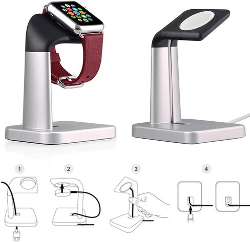 Stand for Apple Watch, Aluminium Stand Charger Dock Designed for iWatch, Compatible with Watch Ultra2 9 Ultra 8 SE2 7 6 SE 5 4 3 2 1 in Saudi Arabia