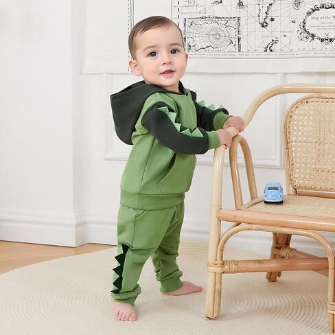 Baby Boy Clothes Toddler Fall Winter Outfits Dinosaur Long Sleeve Hoodies Tops & Jogger Pants Sweatsuit in Saudi Arabia