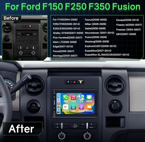 ستيريو راديو السيارة لسيارة Ford F150 2004-2008: وحدة رئيسية 2 + 64 جيجابايت لـ F250 F350 Focus Fusion Escape Edge Mustang Taurus - شاشة لمس أندرويد 7 بوصات مع كاميرا احتياطية - 5G WiFi GPS Navigation Wireless Carplay in Kuwait