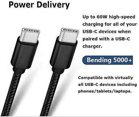 RoFI USB C to USB C Cable, [2Pack 6FT] 60W Power Delivery Fast Charge Type C Cord Compatible with MacBook Pro/iPad Pro/Galaxy S20/Microsoft Surface/Google Pixel and Other USB C Device (6 Feet, Red) in Kuwait