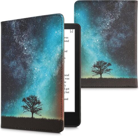 kwmobile Case Compatible with Amazon Kindle Paperwhite 11. Generation 2021 Case - PU Cover w/Strap - Cosmic Nature Blue/Grey/Black in Saudi Arabia