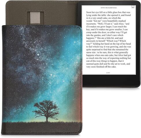 kwmobile Case Compatible with Amazon Kindle Paperwhite 11. Generation 2021 Case - PU Cover w/Strap - Cosmic Nature Blue/Grey/Black in Saudi Arabia