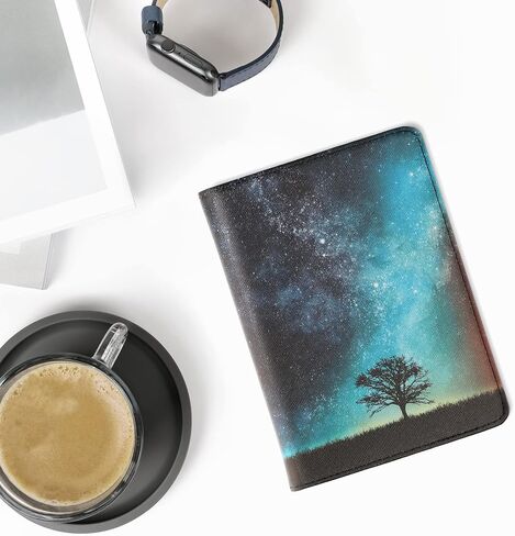 kwmobile Case Compatible with Amazon Kindle Paperwhite 11. Generation 2021 Case - PU Cover w/Strap - Cosmic Nature Blue/Grey/Black in Saudi Arabia