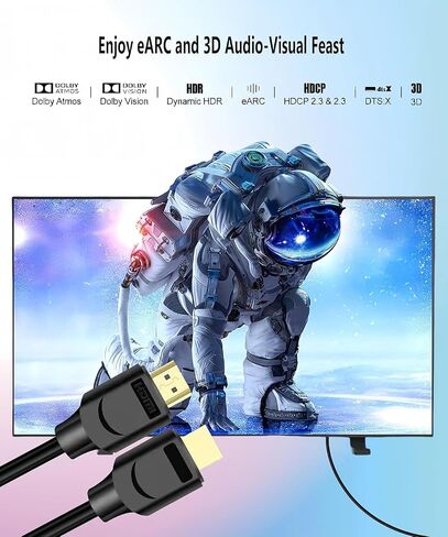 كابل HDMI 2.1 8K 6FT 5 حزم، سلك كابل HDMI® فائق السرعة، eARC / ARC كابل HDMI - 4K@120 هرتز/165 هرتز 8K@60 هرتز لـ DTS:X، HDCP 2.2 & 2.3، HDR 10 للتلفزيون عالي الدقة، Roku، PS4 / PS5، بلو راي، إل جي، ساوند بار in Saudi Arabia