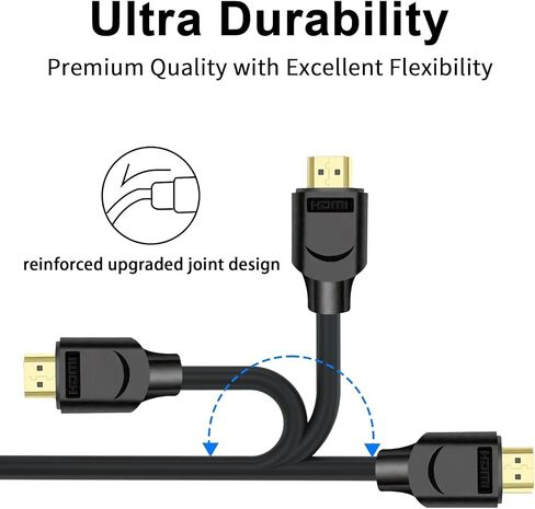 كابل HDMI 2.1 8K 6FT 5 حزم، سلك كابل HDMI® فائق السرعة، eARC / ARC كابل HDMI - 4K@120 هرتز/165 هرتز 8K@60 هرتز لـ DTS:X، HDCP 2.2 & 2.3، HDR 10 للتلفزيون عالي الدقة، Roku، PS4 / PS5، بلو راي، إل جي، ساوند بار in Saudi Arabia