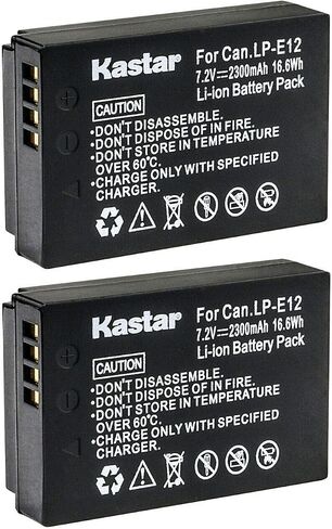 Kastar 2-Pack LP-E12 Battery 7.2V 2300mAh Replacement for Canon LP-E12 LPE12 Battery, Canon LC-E12 LC-E12E Charger in Saudi Arabia