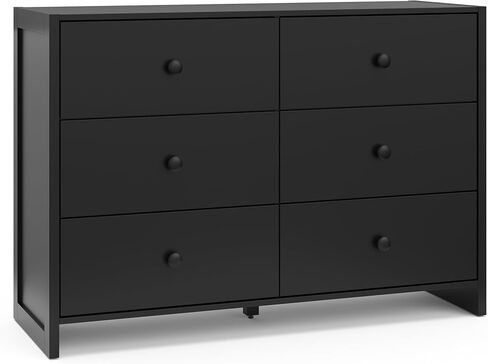 Storkcraft Calabasas 6 Drawer Dresser (Black) - GREENGUARD Gold Certified, 6 Drawer Dresser with Interlocking Drawer System, Dresser Drawer Organizer for Kids' Bedroom in Saudi Arabia