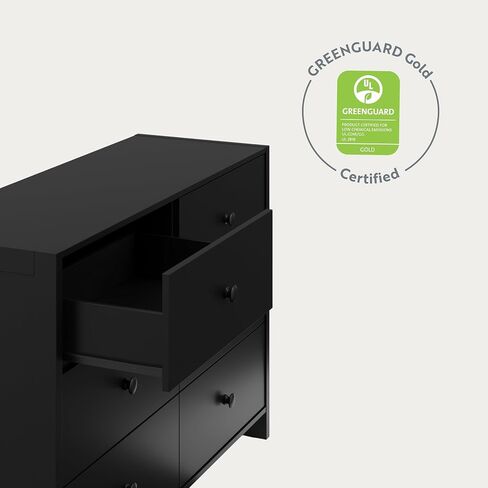 Storkcraft Calabasas 6 Drawer Dresser (Black) - GREENGUARD Gold Certified, 6 Drawer Dresser with Interlocking Drawer System, Dresser Drawer Organizer for Kids' Bedroom in Saudi Arabia