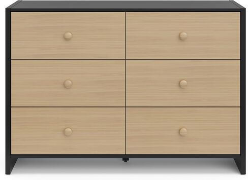 Storkcraft Calabasas 6 Drawer Dresser (Black) - GREENGUARD Gold Certified, 6 Drawer Dresser with Interlocking Drawer System, Dresser Drawer Organizer for Kids' Bedroom in Saudi Arabia