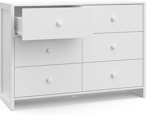 خزانة ملابس Storkcraft Calabasas ذات 6 أدراج (أسود مع خشب دريفت) - معتمدة من GREENGUARD Gold، خزانة ذات 6 أدراج مع نظام أدراج متشابك، منظم أدراج خزانة لغرفة نوم الأطفال in Kuwait