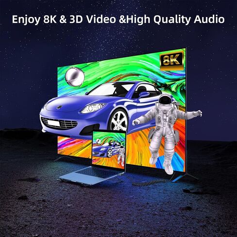 كابل RIIEYOCA 8K قصير HDMI إلى HDMI ملفوف، 48 جيجابت في الثانية عالي السرعة ذكر إلى ذكر 8K HDMI 2.1 يدعم HDR، 8K@60 هرتز، 4K@120 هرتز، متوافق مع الكاميرا، كاميرا الفيديو، الكمبيوتر الشخصي، الشاشة (3FT/0.9M) in Kuwait