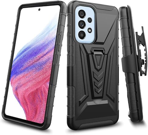 for Samsung Galaxy A53 5G (SM-A536) - Shockproof Phone Case with Belt Clip Holster - CV1 Black in Kuwait