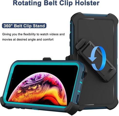 for iPhone Xs Max Case with Belt Clip Holster, 2 x Screen Protector, Heavy Duty Military Grade Full Body Shockproof Drop Proof Rugged Protective Cover for Apple iPhone Xs Max (Black) in Saudi Arabia