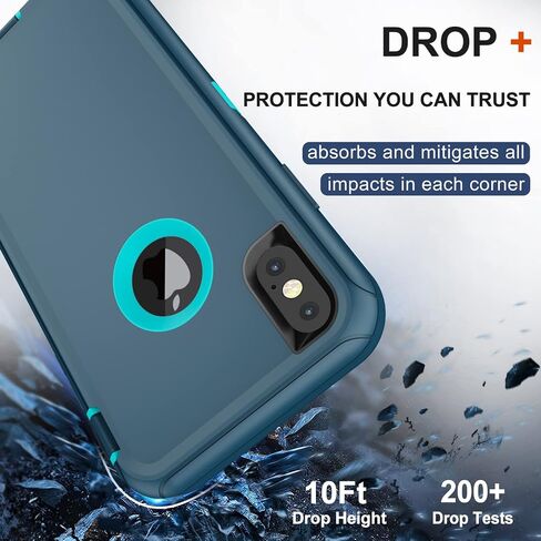 for iPhone Xs Max Case with Belt Clip Holster, 2 x Screen Protector, Heavy Duty Military Grade Full Body Shockproof Drop Proof Rugged Protective Cover for Apple iPhone Xs Max (Black) in Saudi Arabia