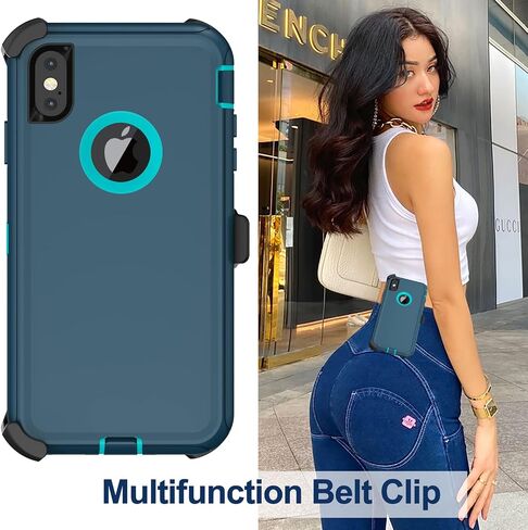 for iPhone Xs Max Case with Belt Clip Holster, 2 x Screen Protector, Heavy Duty Military Grade Full Body Shockproof Drop Proof Rugged Protective Cover for Apple iPhone Xs Max (Black) in Saudi Arabia