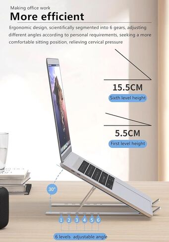 حامل كمبيوتر محمول من سبائك الألومنيوم، ثبات قابل للتعديل، تخفيف ضغط العمود الفقري العنقي، وسادات سيليكون لمنطقة كاملة، تبديد الحرارة، تخزين محمول لجميع أجهزة الكمبيوتر/الكمبيوتر اللوحي/الهاتف/الكتاب في حدود 17.3 بوصة in Saudi Arabia