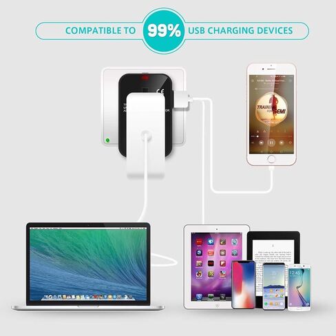 محول قابس السفر العالمي عالميًا الكل في واحد محول السفر المحمول الجدار AC محول قابس الطاقة شاحن الحائط مع منافذ شحن USB مزدوجة للولايات المتحدة الأمريكية والاتحاد الأوروبي والمملكة المتحدة AUS والهواتف المحمولة والكمبيوتر المحمول in Saudi Arabia