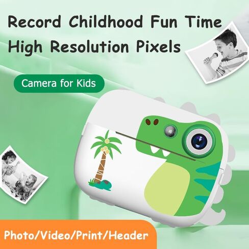 كاميرا أطفال طباعة فورية، كاميرا طباعة فورية 1080 بكسل للطفل مع 5 لفات من ورق الطباعة، هدية عيد ميلاد لفتاة صبي تتراوح أعمارهم بين 3-12، كاميرا رقمية مقاس 2.4 بوصة للأطفال بعمر 4 5 6 7 8 9 10 سنوات in Kuwait