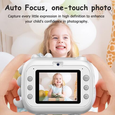 كاميرا أطفال طباعة فورية، كاميرا طباعة فورية 1080 بكسل للطفل مع 5 لفات من ورق الطباعة، هدية عيد ميلاد لفتاة صبي تتراوح أعمارهم بين 3-12، كاميرا رقمية مقاس 2.4 بوصة للأطفال بعمر 4 5 6 7 8 9 10 سنوات in Kuwait