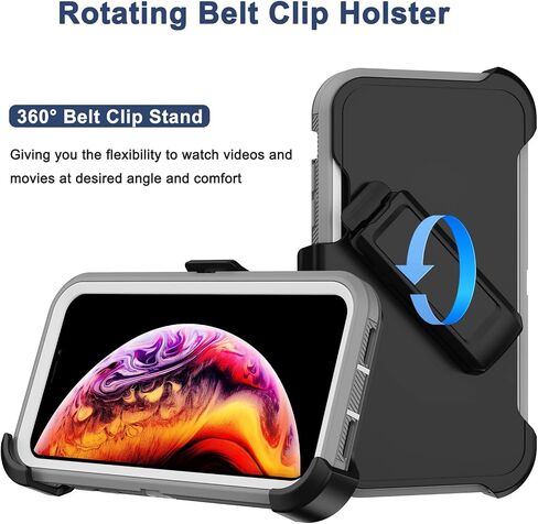 for iPhone Xs Max Case with Belt Clip Holster, 2 x Screen Protector, Heavy Duty Military Grade Full Body Shockproof Drop Proof Rugged Protective Cover for Apple iPhone Xs Max (Black) in Saudi Arabia