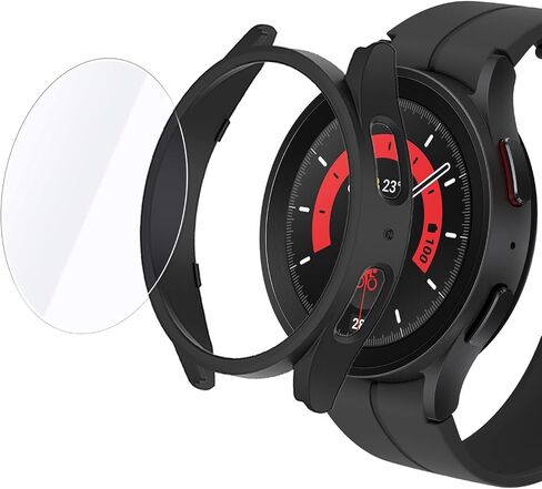 WAMOY Screen protector 45mm for galaxy watch 5 pro case Detached ultra-clear screen glass and matte PC case cover compatible with samsung galaxy watch5 pro case 45mm (Silver) in Saudi Arabia