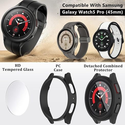 WAMOY Screen protector 45mm for galaxy watch 5 pro case Detached ultra-clear screen glass and matte PC case cover compatible with samsung galaxy watch5 pro case 45mm (Silver) in Saudi Arabia