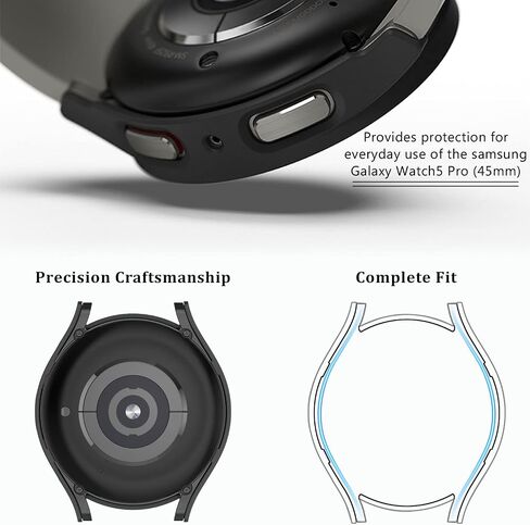 WAMOY Screen protector 45mm for galaxy watch 5 pro case Detached ultra-clear screen glass and matte PC case cover compatible with samsung galaxy watch5 pro case 45mm (Silver) in Saudi Arabia