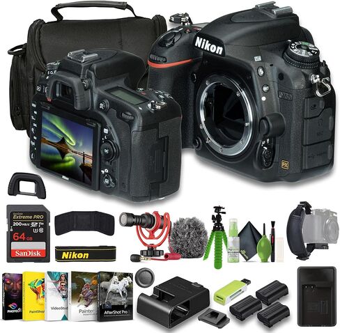 Nikon D750 FX-Format Digital SLR Camera + 2X EN-EL15C Battery + Memory Card Wallet + Extreme PRO 64GB Card + Card Reader + 12 Inch Flex Tripod + Photo Editing Software + Mic + More (Renewed) in Saudi Arabia