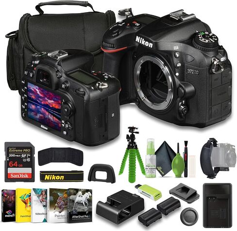 كاميرا Nikon D7200 الرقمية ذات العدسة الأحادية العاكسة بدقة 24.2 ميجابكسل بصيغة DX + بطارية EN-EL15C + شاحن + بطاقة Extreme PRO سعة 64 جيجابايت + قارئ بطاقات + حزام يد + حامل ثلاثي القوائم مرن مقاس 12 بوصة + برنامج تحرير الصور + المزيد (متجدد) in Saudi Arabia