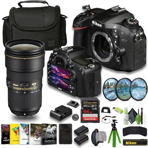 كاميرا Nikon D7200 الرقمية ذات العدسة الأحادية العاكسة بدقة 24.2 ميجابكسل بصيغة DX + بطارية EN-EL15C + بطاقة Extreme PRO سعة 64 جيجابايت + حامل ثلاثي القوائم مرن + برنامج تحرير الصور + عدسة AF-S NIKKOR مقاس 24-70 مم f/2.8E ED VR من نيكون + المزيد (متجددة) in Saudi Arabia