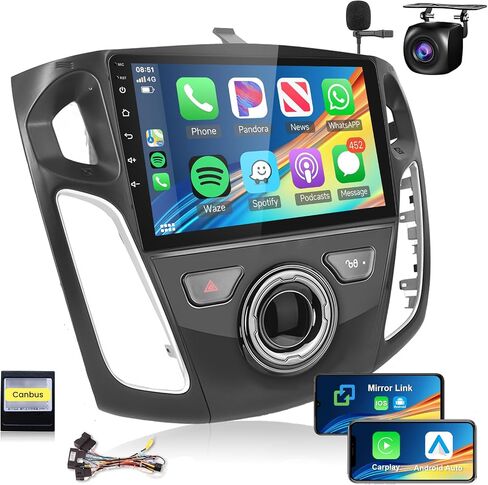 ستيريو سيارة أندرويد 9 بوصة لراديو Ford Focus 2012-2018 مع CarPlay Android Auto MirrorLink HiFi Audio 16EQ، HD 2.5D IPS شاشة تعمل باللمس ستيريو سيارة مع بلوتوث GPS واي فاي كاميرا احتياطية، ودعم Obd2/DVR in Saudi Arabia