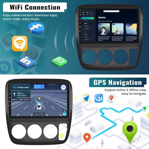 UNITOPSCI 2G+64G for Honda CRV 1997-2001 Radio Android Car Stereo Wireless Apple CarPlay Android Auto GPS Navigation 9 Inch Touch Screen FM/RDS Radio USB SWC HiFi WiFi + Backup Camera in Saudi Arabia