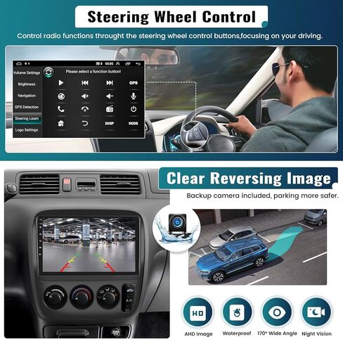 UNITOPSCI 2G+64G for Honda CRV 1997-2001 Radio Android Car Stereo Wireless Apple CarPlay Android Auto GPS Navigation 9 Inch Touch Screen FM/RDS Radio USB SWC HiFi WiFi + Backup Camera in Saudi Arabia