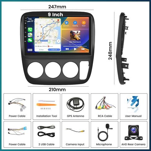 UNITOPSCI 2G+64G for Honda CRV 1997-2001 Radio Android Car Stereo Wireless Apple CarPlay Android Auto GPS Navigation 9 Inch Touch Screen FM/RDS Radio USB SWC HiFi WiFi + Backup Camera in Saudi Arabia