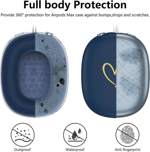 Case Cover for AirPods Max,Anti-Scratch Soft Silicone with Gold Heart Pattern Ear Cups Case Cover/Ear Pad Cover/Headband Cover for Apple Airpod Max Headphones (Black) in Saudi Arabia