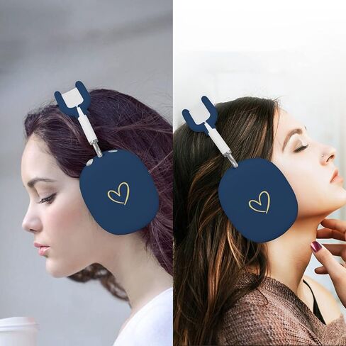 Case Cover for AirPods Max,Anti-Scratch Soft Silicone with Gold Heart Pattern Ear Cups Case Cover/Ear Pad Cover/Headband Cover for Apple Airpod Max Headphones (Black) in Saudi Arabia