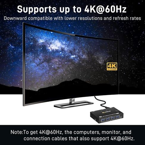 محول AOOCOO DP KVM، 4k@60 هرتز 2 في 1 منفذ عرض USB3.0 KVM Switcher شارك شاشة واحدة لجهازي كمبيوتر، يدعم لوحة المفاتيح اللاسلكية والماوس in Kuwait
