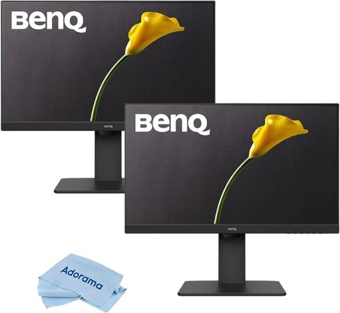 شاشة BenQ 2X GW2485TC مقاس 23.8 بوصة 16:9 عالية الدقة IPS مع مكبرات صوت مدمجة، حزمة سوداء مع تنظيف من الألياف الدقيقة (شاشتان) in Kuwait
