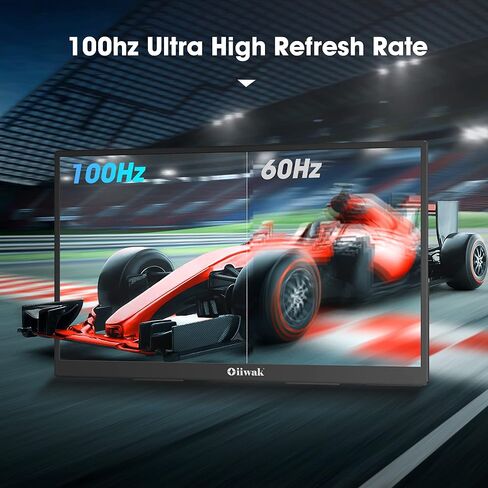 Oiiwak 18.5 inch Large Portable Monitor | 100HZ Second Screen Extender for Laptop | 100% sRGB 1080P FHD IPS Frameless Travel Gaming Monitor | Dual Speakers | 180° Foldable Stand & VESA in Kuwait