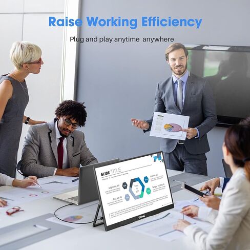 Oiiwak 18.5 inch Large Portable Monitor | 100HZ Second Screen Extender for Laptop | 100% sRGB 1080P FHD IPS Frameless Travel Gaming Monitor | Dual Speakers | 180° Foldable Stand & VESA in Kuwait