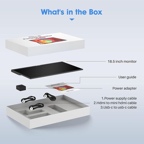 Oiiwak 18.5 inch Large Portable Monitor | 100HZ Second Screen Extender for Laptop | 100% sRGB 1080P FHD IPS Frameless Travel Gaming Monitor | Dual Speakers | 180° Foldable Stand & VESA in Kuwait