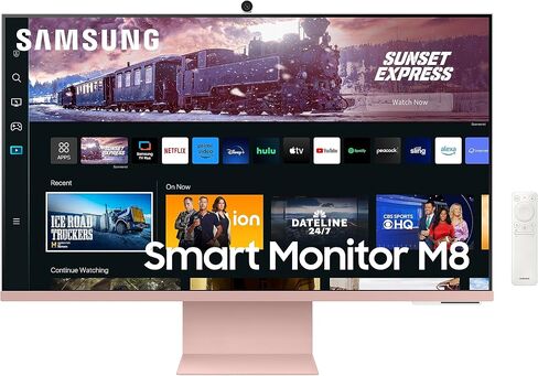 SAMSUNG 27" M80C UHD HDR Smart Computer Monitor Screen with Streaming Wireless Remote PC Access, Alexa Built-in (LS27CM80PUNXZA), Sunset Pink in Saudi Arabia