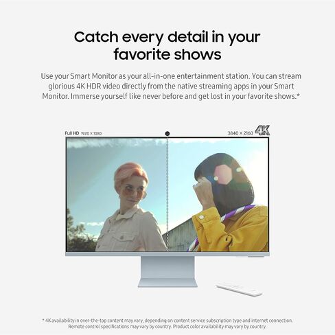 SAMSUNG 27" M80C UHD HDR Smart Computer Monitor Screen with Streaming Wireless Remote PC Access, Alexa Built-in (LS27CM80PUNXZA), Sunset Pink in Saudi Arabia