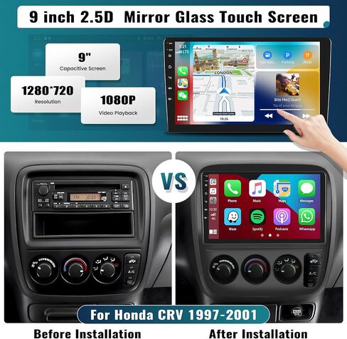 UNITOPSCI 2G+64G for Honda CRV 1997-2001 Radio Android Car Stereo Wireless Apple CarPlay Android Auto GPS Navigation 9 Inch Touch Screen FM/RDS Radio USB SWC HiFi WiFi + Backup Camera in Saudi Arabia