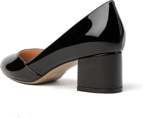 MODENCOCO Women's Block Round Toe Slip On Patent Chunky Low Heel Pumps Wedding Dress Shoes 2 Inch in Saudi Arabia