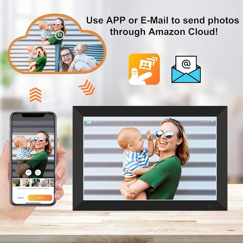 إطار صور رقمي واي فاي سعة 32 جيجابايت مع شاشة لمس IPS مقاس 10.1 بوصات إطار صورة رقمي ذكي لغز إطار صور إلكتروني يدور تلقائيًا الطقس ومشاركة الوقت الصور/مقاطع الفيديو عبر التطبيق أو البريد الإلكتروني، أسود in Kuwait
